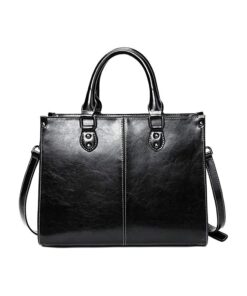 Women's Shoulder Strap Faux Leather Handbag - Black