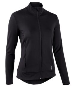 Women's straight-cut fitness cardio jacket - black - UK 14