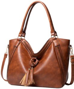 Women's Stylish Large Capacity Soft PU Leather Messenger Bag - Brown