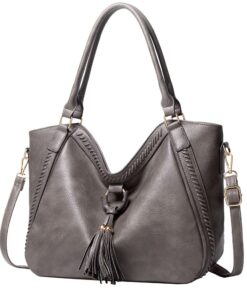 Women's Stylish Large Capacity Soft PU Leather Messenger Bag - Gray