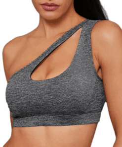 Women's Top One-Shoulder Running Yoga Wireless Yoga Sports Bra - Grey - M