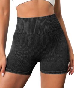 Women's Washed Patterned Yoga shorts, Elastic and Quick Drying, High Waist, Gym