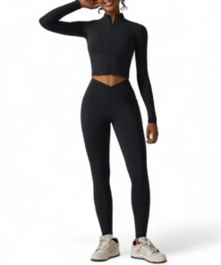 Womens Workout Sets Matching Gym Set High Waist Yoga Set - 2 Piece - S