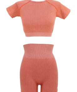 Women's Workout Sets Matching Gym Set Seamless High Waist Yoga Set - 2 Piece - L-XL