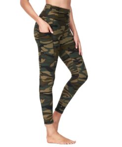 Women's Yoga Tights Stretch Leggings Yoga Pants for Workout Running Sport - Camouflage Green - XL