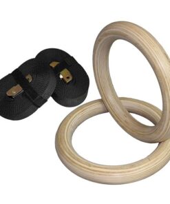 Wood Gymnastic Rings with Adjustable Straps
