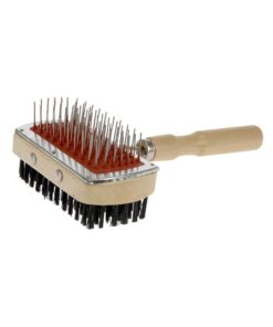 Wooden Dog Brush with Hard & Soft Bristles - Double Sided Brush