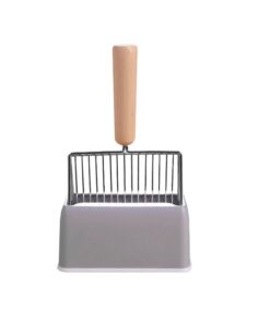 Wooden Long Handle Cat Litter Shovel with Base Metal Pet Litter Shovel