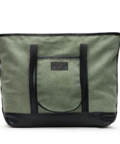 Woodstock Leather Bushveld Canvas and Leather Two-Tone Weekender Bag - Olive