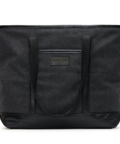 Woodstock Leather Safari Canvas and Leather Two-Tone Tote Bag - Black