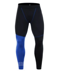 Workout Tight Legging Men's Fitness Quick-Dry Compression Pant Color Print - Blue, Black - 2XL