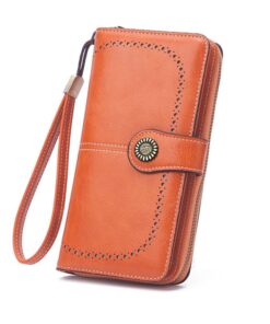 Wristlet Genuine Leather Wallet - Orange
