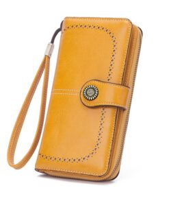 Wristlet Genuine Leather Wallet - Yellow