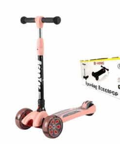 X-HOME Kids 3 Wheel Kick Scooter, Front Flashing Wheels and Rear Foot Brake - Pink