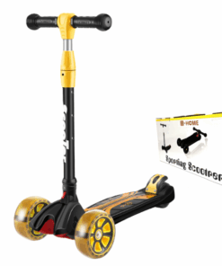 X-HOME Kids 3 Wheel Kick Scooter, Front Flashing Wheels and Rear Foot Brake - Yellow