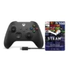 Xbox Controler Black Controller + USB-C Cable + R150 Steam Voucher