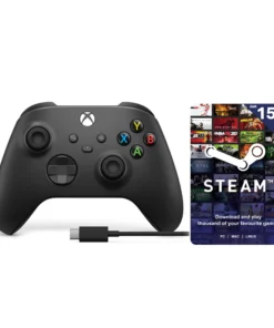 Xbox Controler Black Controller + USB-C Cable + R150 Steam Voucher