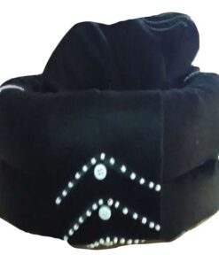 Xhosa Traditional Africamelton Umbhaco Doek Hat Headwear in Black and White