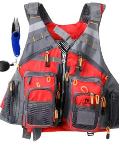 YB Sparkle Multifunctional Fishing Vest & Life Jacket With Foam + Scissors - Red