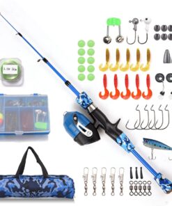 YB Sparkle -Portable Telescopic Kids Fishing Rod Set with Full Equipment - Blue