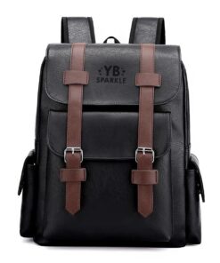 YB Sparkle - Professional PU Leather Business Backpack Bag - Black