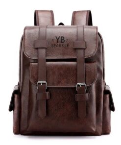 YB Sparkle - Professional PU Leather Business Backpack Bag - Dark Brown