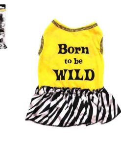Yellow "Born To Be Wild" Pet Summer Dress with Collar