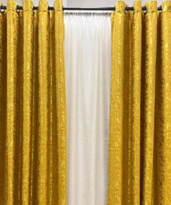 Yellow Light-Filtering Moire Bedroom Eyelet - W 600cm x H250cm