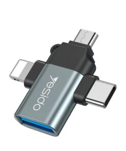 YESIDO - GS15 - 3-in-1 OTG Adapter USB to Micro USB/Type C/Lightning For Data Transfer