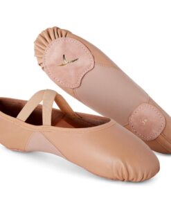 Youth leather split-sole demi-pointe shoes - beige - UK 6.5