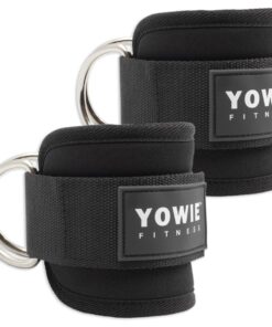 Yowie - Ankle Straps for Cable Machine and Pulley / Gym Glute Cuffs (Black)