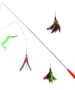 zaBird - Interactive Cat Toy Rod Bundle - Toy Rod, Flying Fox, Green Worm & Rainbow