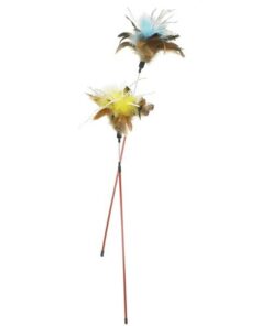 zaBouncer - 66cm Long Feather Teasers with Crinkle Paper Bundle - 2's - Yellow and Blue