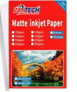 Zatech A4 Professional Matte Inkjet Photo Paper - Pack of 50