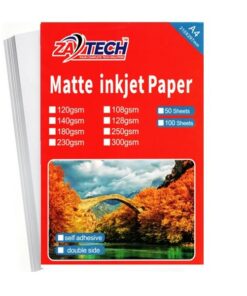 ZATECH Matte Inkjet Photo Paper ( A4 Sheets ) - Pack of 50