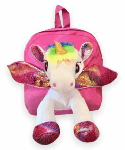 ZEE - 3D Unicorn Plush Backpack and Schoolbag - Fluffy Children's Bag - Pink