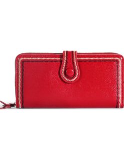 Zip Closure lD Cards Bifold Wallet - Red