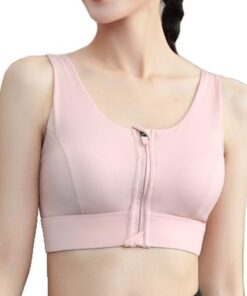 Zipper Front Open Sport Bra for Women Medium Impact for Workout Training