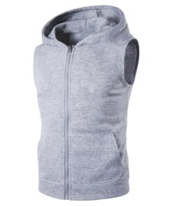 Zipper Muscle Gym Workout Fitness Bodybuilding Sleeveless Tank Hoodie