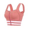 Zipper Yoga Gym Shockproof Stripes Quick Dry Vest Sports Bra - Pink