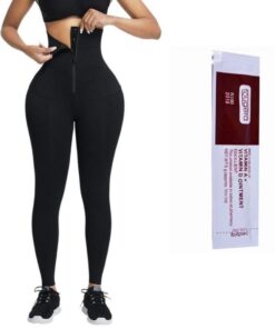 ZIPPER&Hooks Tummy Snatch High Waist Leggings with a ZIPPER & FOUGERA Cream - L