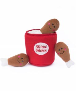 Zippy Paws Burrow Hide & Seek  Toy - Chicken Bucket - Red