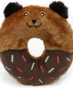 ZippyPaws Donutz Buddies Donut Dog Toy With Squeaker (No Stuffing) - Bear