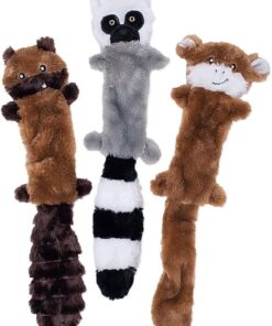 ZippyPaws Skinny Peltz Squeaky Dog Toy - Chipmunk, Lemur & Monkey (Large)