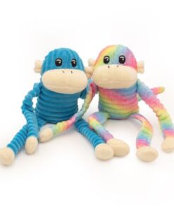 ZippyPaws Spencer The Monkey Crinkly Dog Toy - Blue & Rainbow (Small)