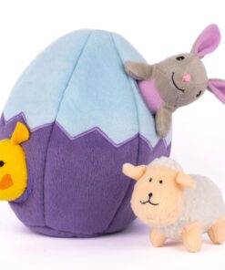 ZippyPaws Zippy Burrow Interactive Hide & Seek Dog Toy - Easter Egg Friends