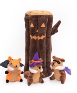 ZippyPaws Zippy Burrow Interactive Hide & Seek Dog Toy - Haunted Log
