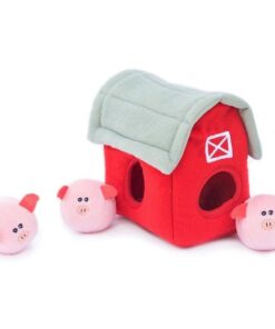 ZippyPaws Zippy Burrow Interactive Hide & Seek Dog Toy - Pig Barn