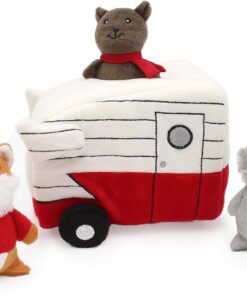 ZippyPaws Zippy Burrow Interactive Hide & Seek Dog Toy - Retro Camper