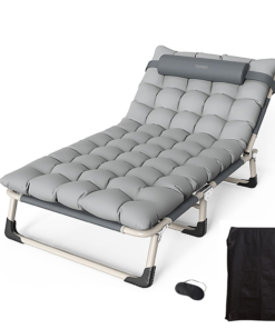 Topika - 190x75cm Super Size Folding Bed With Pearl Cotton Mat 3 Accessorie - Pearl cotton grey